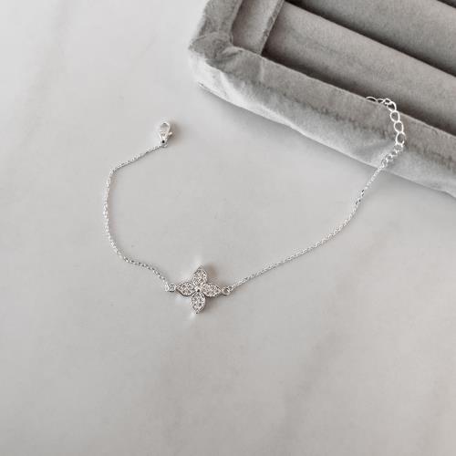 Pulseira entremeio flor cravejada 15mm