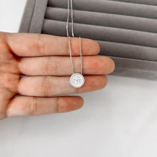 Colar medalha Espírito Santo cravejado 12mm 45cm