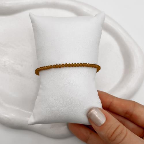 Pulseira cristal mostarda 3mm 16cm com alongadora