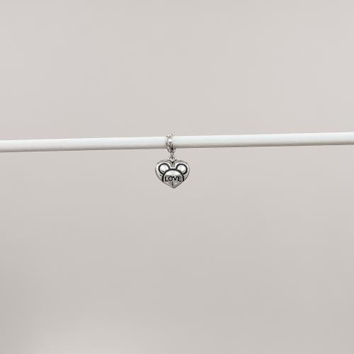 Berloque pingente coração Mickey escrito love envelhecido 11mm