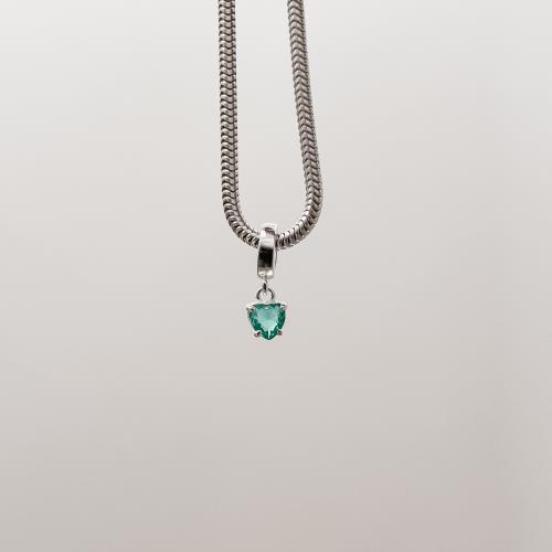 Berloque pingente zircônia coração acqua 5mm