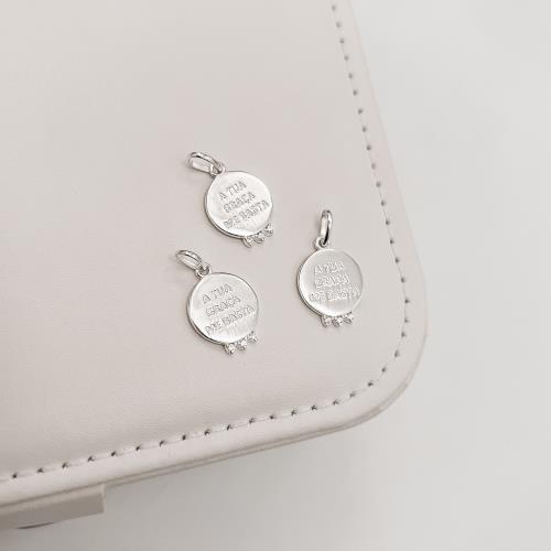 Pingente medalha a tua graça me basta 14mm com zircônias