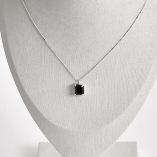 Colar pingente zircônia retangular ônix 10mm 45cm