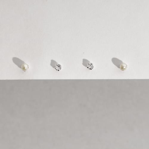 Dupla zircônia e pérola 3mm