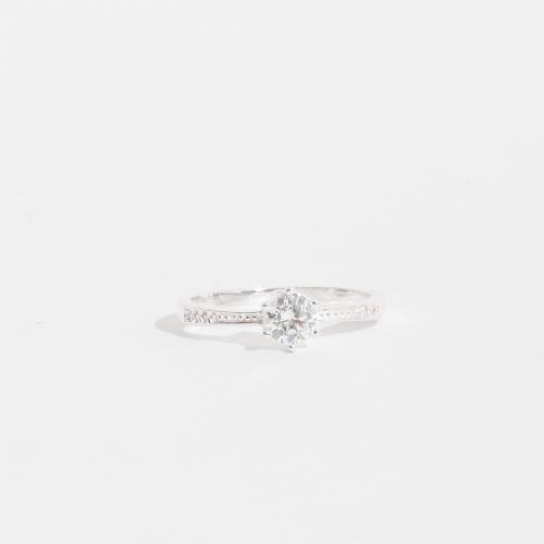 Anel solitário 5mm com cravejado