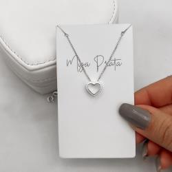 Colar coração vazado passante 11mm 45cm