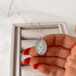 Colar pingente medalha São Judas Tadeu 20mm 45cm