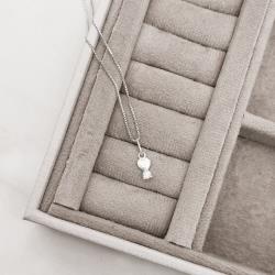 Colar pingente coração e zircônia 10mm 40cm