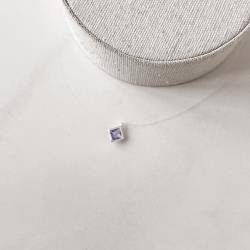 Colar nylon zircônia losango lilás 6mm 40cm