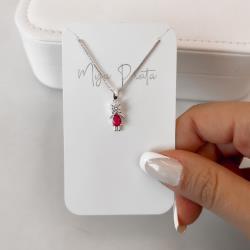 Colar pingente menina zircônia cereja 13mm 45cm