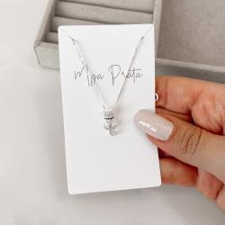 Colar gato cravejado detalhe zircônias ônix 15mm 45cm