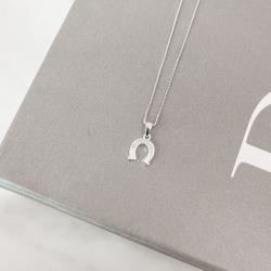 Colar pingente ferradura metade cravejada 9mm 40cm