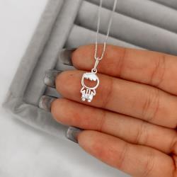 Colar pingente menino detalhe cravejado 13mm 45cm