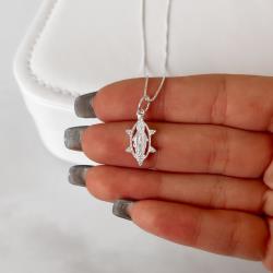 Colar pingente medalha Nsa. Sra. das Graças com zircônias 16mm 45cm