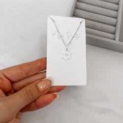 Colar pingente estrela de Davi 12mm 45cm