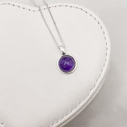 Colar pingente ametista 12mm corrente cadeado 45cm