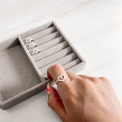 Anel coração vazado cravejado 10mm