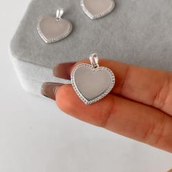 Pingente coração borda cravejada 17mm