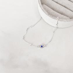 Pulseira entremeios olho grego 12mm com bolas