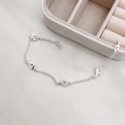 Pulseira entremeio zircônias coração 7mm corrente elo português