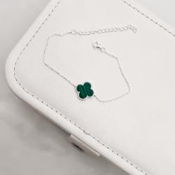 Pulseira entremeio trevo malaquita com bolinhas 14mm