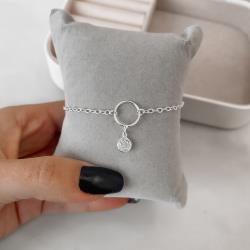 Pulseira entremeio círculo pingente zircônia 6mm