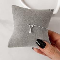 Pulseira entremeio coração vazado com zircônia 5mm