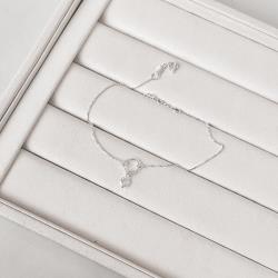 Pulseira entremeio círculo pingente zircônia coração 5mm