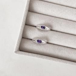 Anel zircônia oval ametista