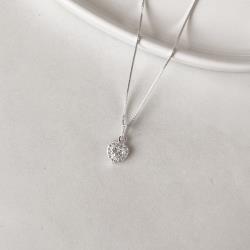 Colar pingente zircônia coração com cravejado 8mm 45cm