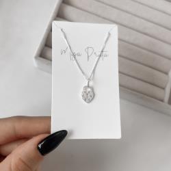 Colar pingente cadeado coração cravejado 13mm 45cm