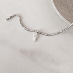 Berloque pingente letra T cravejada 9mm