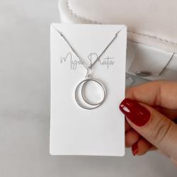 Colar pingente medalha lua vazada 20mm 45cm