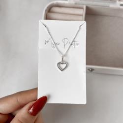 Colar pingente coração vazado 10mm 45cm