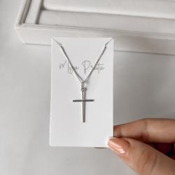 Colar pingente cruz palito 25mm 45cm