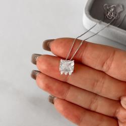 Colar zircônia retangular com cravejado 9mm 45cm