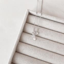 Colar coração vazado 9mm com pingente coração 45cm