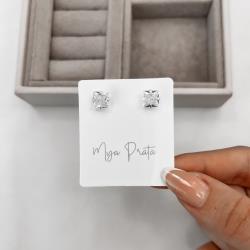 Brinco zircônia quadrada cristal 9mm