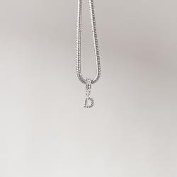 Berloque pingente letra D cravejada 6mm elo corações