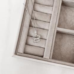 Colar pingente cachorro vazado com zircônias 12mm 45cm