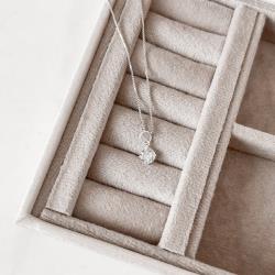 Colar pingente zircônia redonda cristal 6mm 40cm