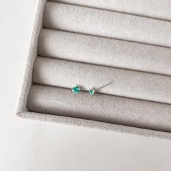 Brinco zircônia redonda acqua 4mm