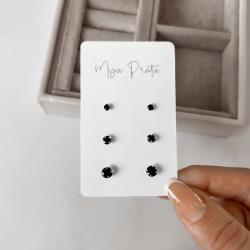 Trio zircônia redonda 3, 4 e 5mm ônix