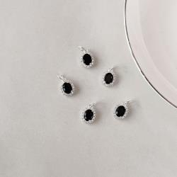 Pingente zircônia oval ônix com cravejado 10mm