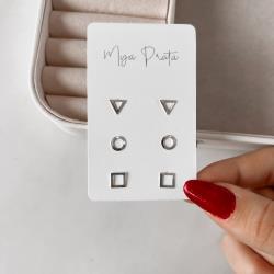 Trio mini geométrico vazado