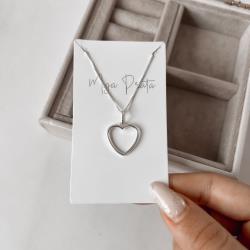 Colar pingente coração vazado 18mm 45cm