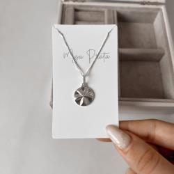 Colar pingente medalha flor com vinco18mm 45cm