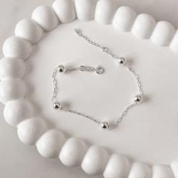 Pulseira corrente cadeado com 5 bolas 6mm