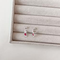 Brinco infantil sereia com zircônia gota cereja 12mm tarraxa baby