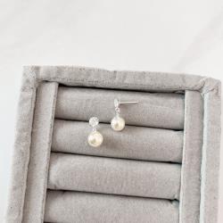 Brinco zircônia cristal 5mm pingente pérola 8mm